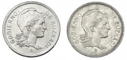 1 y 2 pesetas. Gobierno de Euzkadi. MBC+. VII-237 y 239.