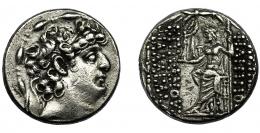 REINO SELÉUCIDA. Filipo I Filadelfo. Tetradracma (95-83 a.C.). A/ Cabeza a der. R/ Zeus entronizado a izq. Con Nike y cetro. AR 15,37 g. 25,9 mm. SBG-7196. Pequeñas marcas. MBC.
