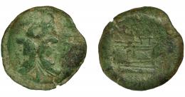 CNEO POMPEYO. As. Hispania. A/ Cabeza de Jano; I. R/ Proa a der., encima CN MAG (I), debajo (IMP). AE 23,50 g. 34,9 mm. CRAW-471.1. RPC-486. Pátina verde. BC. 