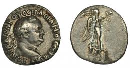 VESPASIANO. Hemidracma. Cesarea (Capadocia). A/ Cabeza laureada a der. R/ Nike avanzando a der. con corona y palma. AR 1,80 g. 14,3 mm. RPC-II, 1659. MBC.
