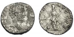 CLODIO ALBINO. Denario. Roma (195-197). R/ Providentia a izq. Con vara, cetro y globo a sus pies; PROVID AVG COS. RIC-1a. Erosiones. MBC/BC+.