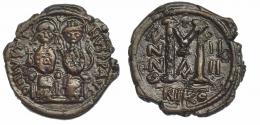 JUSTINO II. Follis. Nicomedia (577-8). R/ Año reinal 4, oficina A. SBB-369. MBC+.