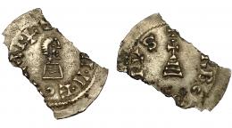 ÉGICA. Tremissis. Narbona. Fragmento del 50%. AU 0,84 g. 19,9 mm. CNV-543. MBC. Rara.