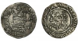 385  -  CALIFATO. Abd al-Rahman III. Dirham. Al-Andalus. 334 H. AR 2,43 g. 23 mm. V-405.MBC-.