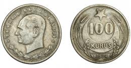 TURQUÍA. 100 kurus. 1934. KM-860.1. MBC-/MBC.