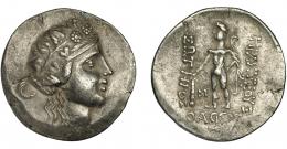 CELTAS DEL DANUBIO. Imitación Thasos. Tetradracma. A/ Cabeza de Dionisos a der. R/ Herakles con clava y leonté. AR 15,35 g. SBG-215. MBC+/MBC.