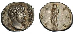 ADRIANO. Denario. Roma (125-128). R/ Pudicitia velada a izq.; COS III. Ar 3,51 g. 18,8 mm. RIC-176. finas rayitas. MBC+.