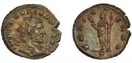 186  -  CLAUDIO II. Antoninano. Mediolanum (268-269). R/ Felicitas a izq.; FELIC TEMPO, en exergo T. VE 4,27 g. 19,4 mm. RIC-145. Cospel abierto R.B.O. EBC.