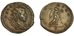 187  -  CLAUDIO II. Antoniniano. Mediolanum (268-270). R/ Victoria avanzando a der., VICTORIA AVG, S en exeergo. Ve 4,19 g. 19,9 mm. RIC-171. MBC+/MBC. Rara.
