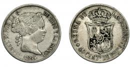 ISABEL II. 40 céntimos de escudo. 1865. Sevilla. VI-433. MBC-.
