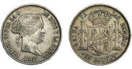ISABEL II. Escudo. 1867. Madrid. VI-481. Pequeñas marcas. MBC-/MBC.