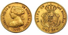 353  -  ISABEL II. 40 reales. 1863. Barcelona. VI-562. Golpe en canto. MBC.