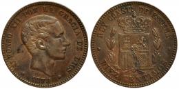 ALFONSO XII. 10 cts. 1879. Barcelona. OM. VII-47. MBC+.