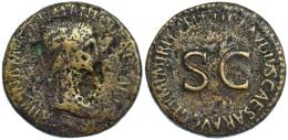 AGRIPINA (bajo Claudio I). Sestercio. Roma (c. 50-54). A/ Cabeza de Agripina la Mayor a der.; AGRIPPINA M F GERMANICI CAESARIS. R/ SC, alrededor TI CLAVDIVS CAESAR AVG GERM P M TR P IMP P P. AE 25,03 g. 35 mm. RIC-102. Fuertes erosiones. RC/BC+.