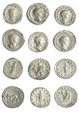 IMPERIO ROMANO. Lote de 6 antoninianos: Caracalla, Filipo I, Treboniano Galo, Gordiano III (3). BC+/MBC+.