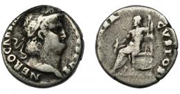 IMPERIO ROMANO. NERÓN. Denario. Roma (64-65 d.C.). R/ Júpiter sentado a izq.; IVPPITER CVSTOS. AR 3,01 g. 15,7 mm. RIC-53. BC+/BC.