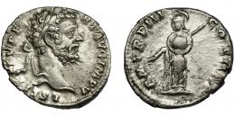IMPERIO ROMANO. SEPTIMIO SEVERO. Denario. Roma (194-195). R/ Minerva a izq. con lanza y escudo; P M TR P III COS II P P. AR 2,79 g. 18,3 mm. RIC-68. MBC.