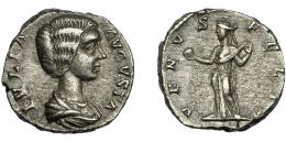 IMPERIO ROMANO. JULIA DOMNA. Laodicea ad Mare (196-202). R/ Venus a izq. con manzana y cetro; VENVS FELIX. AR 3,47 g. 16,8 mm. RIC-646. MBC+.