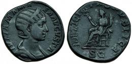 IMPERIO ROMANO. JILIA MAMEA. Sestercio. Roma (222-235). R/ Felicitas sentada a izq. con caduceo y cornucopia; FELICITAS PVBLICA, SC. AE 21,27 g. 29,9 mm. RIC-679. MBC-.