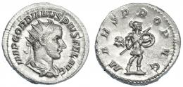 IMPERIO ROMANO. GORDIANO III. Antoniniano. Roma (243-244). R/ Marte a der. con lanza y escudo; MARS PROPVG. AR 4,31 g. 22,7 mm. RIC-145. EBC-.