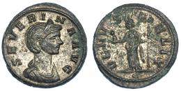 IMPERIO ROMANO. SEVERINA. Denario. Roma (270-275). R/ Venus con Cupido y cetro; VENVS FELIX, exergo E. AR 2,77 g. 18, 9 mm. RIC-6. Oxidaciones. P.O. EBC. 