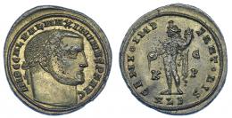 2311  -  IMPERIO ROMANO. MAXIMINO II. Follis. Alejandría (308-310). R/ GENIO IMPERATORIS, en campo K-EP/HLE. AE 6,04 g. 26,2 mm. RIC-107c. Defectos de cospel. P.O. EBC-.