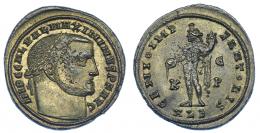 IMPERIO ROMANO. MAXIMINO II. Follis. Alejandría (308-310). R/ GENIO IMPERATORIS, en campo K-EP/HLE. AE 6,04 g. 26,2 mm. RIC-107c. Defectos de cospel. P.O. EBC-.