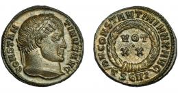 2318  -  IMPERIO ROMANO. CONSTANTINO I. Follis. Tesalónica (324). R/ Corona de laurel rodeando VOT/XX, exergo TSEVI. AE 3,39 g. 18,4 mm. RIC-123. EBC-.