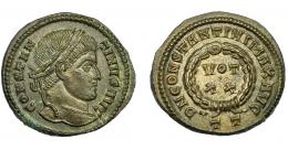 2320  -  IMPERIO ROMANO. CONSTANTINO I. Follis. Ticinum (320-321). R/ Corona de laurel rodeando VOT/XX, exergo TT. AE 3,27 g. 19,36 mm. RIC-140. EBC+.