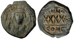 2328  -  IMPERIO BIZANTINO. Focas. Follis. Constantinopla gamma. Año 6 (608-609). AE 12,68 g. 30 mm. DOC-31b. BC-/MBC-. 