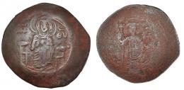IMPERIO BIZANTINO. MANUEL I. Aspron Trachy. Constantinopla. VE 3,34 g. 27,4 mm. SBB-1964. MBC-/BC+.
