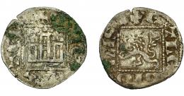 REINO DE CASTILLA Y LEÓN. ALFONSO XI. Novén. Coruña. VE 0,71 g. 17,7 mm. III-356. BMM-484.2. Venera moderna en ley. Oxidaciones. MBC.