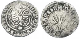 REYES CATÓLICOS. 1/4 real. Sevilla. Estrella de ocho puntas en anv. AR 0,68 g. 15,2 mm. AC-173. BC+/BC-. Muy escasa.