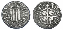 1000 - FELIPE III. Real. 1612. Zaragoza. AC-577. Leves oxidaciones. MBC/MBC-.