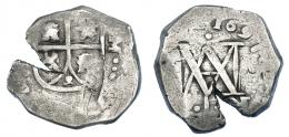 1060  -  CARLOS II. 4 reales. 1697. Sevilla. M. AC-no. Cospel abierto. BC+/MBC-. Muy rara.