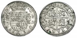 1064  -  CARLOS II. 8 reales. 1682. Segovia. M. Rodillo rectificado CAROLVS sobre PHILIPVS y M sobre BR. AC-763. Leves oxidaciones. EBC. Rara en esta conservación.