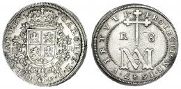 1066  -  CARLOS II. 8 reales. 1687. Segovia. BR. AC-774. Ligera plata agria. EBC-. Muy escasa.