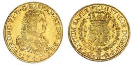 1084  -  FERNANDO VI. 8 escudos. 1747. México. MF. VI-597. R.B.O. MBC+/EBC-. Rarísima.