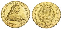 1085  -  FERNANDO VI. 8 escudos. 1751. México. MF. VI-601. Pequeñas marcas. R.B.O. MBC+. Rara.
