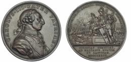 1088  -  CARLOS III. Medalla. Colonización de Sierra Morena y la Bética. Anv. de T. F. Prieto y rev. de J. A. Gil. AE 55 mm. SC.