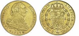 1096  -  CARLOS III. 4 escudos. 1787. Sevilla. CM. VI-1573. finas rayas de acuñación. MBC+/EBC-. Ex col. "Chicho" Ibáñez Serrador. 