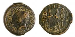 ACCI. As. Tiberio. A/ Cabeza laureada a izq.; TI CAESAR DIVI AVG F AVGVSTVS. R/ Dos aquilae entre dos signa C I G / L-I-II/A-CC-I. AE 18,58 g. 29 mm. RPC-S2-I 139/37, mismo ejemplar. APRH-139, este ejemplar ilustrado. ACIP-3007. CC-4343, mismo ejemplar. Pátina oscura. MBC-/MBC. Escasa.