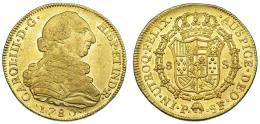 1101  -  CARLOS III. 8 escudos. 1780. Popayán. SF. VI-1719. Pequeñas marcas. B.O. EBC-/EBC.