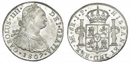 1107  -  CARLOS IV. 8 reales. 1807. Lima. JP. VI-770. Pleno B.O. SC.