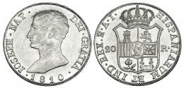 1125  -  JOSÉ NAPOLEÓN. 20 reales. 1810. Madrid. AI. Águila grande. VI-31. Pleno B.O. SC.