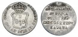 1148  -  ISABEL II. Medalla de Proclamación. 1834. La Habana. AR 20,5 mm. H-46. MBC.