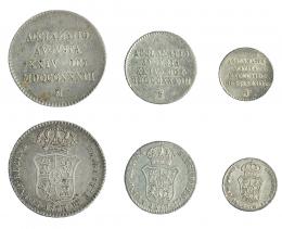 1150  -  ISABEL II. Serie de 3 medallas de Proclamación. 1833. Madrid. AR. Módulos 2, 1 y 1/2 real. H-21, 22 y 23. EBC-/MBC.