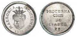 1152  -  ISABEL II. Medalla de Proclamación. 1833. Palma de Mallorca. AR 22 mm. H-28. B.O. EBC.