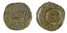 CARTHAGO NOVA. Cuadrante. Augusto. A/ Martillo; COND/ MALL. R/ Rodela; II VI(R)/ QV(IN). AE 2,62 g. 16 mm. RPC-159. APRH-159. ACIP-2541. CC-4377, mismo ejemplar. Pátina marrón. MBC. Rarísima.