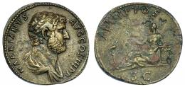 530 - IMPERIO ROMANO. ADRIANO. Sestercio. Roma (134-138). A/ Busto laureado y drapeado a der.; HADRIANVS AVG COS III P P. R/ Aegyptos reclinada sobre cesta a izq. con sistro, delante ibis sobre columna; AEGYPTOS, exergo S C. AE 25,80 g. 32,9 mm. RIC-1594. Erosiones y concreciones. MBC+/MBC-. Muy escasa.